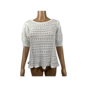 Sophia Vergara Short Sleeve Textured Pull Over , Size M ,White